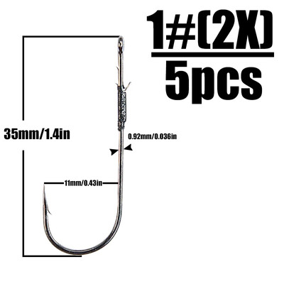 B&U 5ps rankų darbo vartomi kabliukai basų žvejybos kabliui iš anglies plieno ilgo koto kabliukas Minkštas kirminas Texas Rig žuvies reikmenys