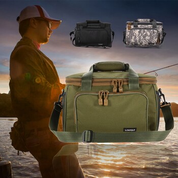 Lixada Men Fishing Bag Fishing Reel Lure Τσάντα αποθήκευσης Fishing Shoulder Bag Pack Fishing Tackle Bag Fishing Lure Bag