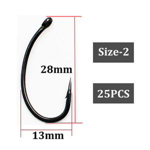 25 vnt. Daug anglies plieninis karpių kabliukas Mikro spygliuoti karpiniai įtaisai PTFE dengtas kabliukas Vieno apskritimo karpių kabliukas, skirtas žvejybai