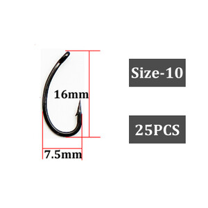 25 vnt. Daug anglies plieninis karpių kabliukas Mikro spygliuoti karpiniai įtaisai PTFE dengtas kabliukas Vieno apskritimo karpių kabliukas, skirtas žvejybai