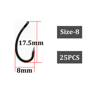 25 vnt. Daug anglies plieninis karpių kabliukas Mikro spygliuoti karpiniai įtaisai PTFE dengtas kabliukas Vieno apskritimo karpių kabliukas, skirtas žvejybai