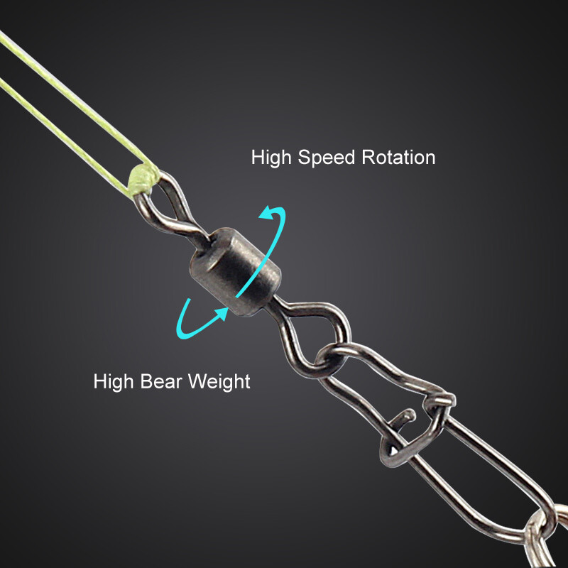 50 ks/krabica Nerezový rybársky konektor Pin 4# 6# 8# 10# 12# Ložisko Valivý otočný háčik s karabínou Príslušenstvo k nástrahám