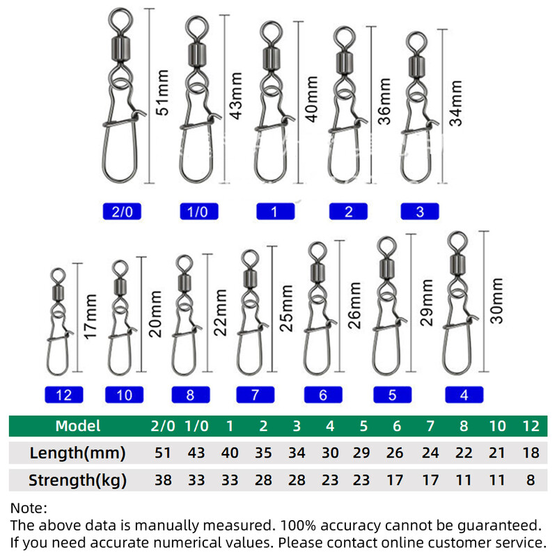 DNDYUJU 50 vnt., nerūdijančio plieno žvejybos jungties kaiščio guolis, sukamasis fiksatorius dėžutėje, žvejybos reikmenų priedai, skirti masalo kabliui