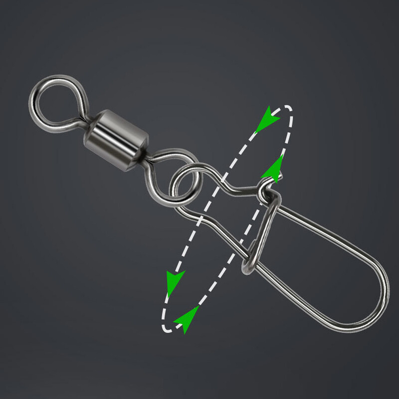 DNDYUJU 50 vnt., nerūdijančio plieno žvejybos jungties kaiščio guolis, sukamasis fiksatorius dėžutėje, žvejybos reikmenų priedai, skirti masalo kabliui