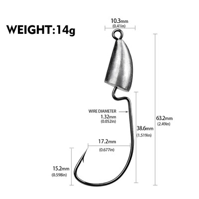 Háčik s jigovou hlavicou 1,75 g 2,5 g 3,5 g 5 g 7 g 10 g 14 g Rybársky háčik, jigová návnada, tvrdá návnada, mäkký háčik s červom, jigový háčik na rybolov
