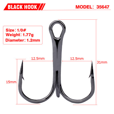 PROBEROS 20 ks/sada čierne vysoko uhlíkové trojháčiky, super ostré, pevné, veľkosť 2#-14#, trojitý ostnatý oceľový rybársky háčik, veľkoobchod