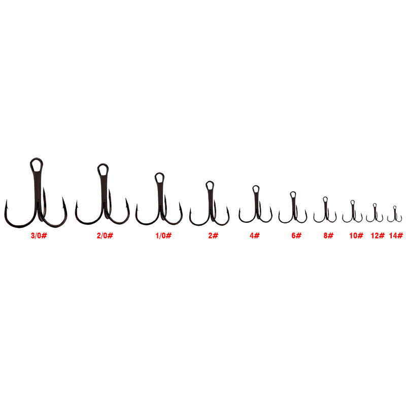 PROBEROS 20 ks/sada čierne vysoko uhlíkové trojháčiky, super ostré, pevné, veľkosť 2#-14#, trojitý ostnatý oceľový rybársky háčik, veľkoobchod