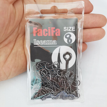 100 бр. Iseama Carp Fishing Hook Offset Circle Hook Single Fly Fishing Jig Hook Бодлива морска риболовна кука Аксесоари