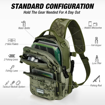 Ghosthorn Fishing Backpack Tackle Sling Bag -Lightweight Sling Tackle Storage Bag- Σακίδιο ψαρέματος με θήκη για καλάμι