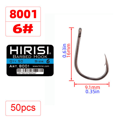 Hirisi 50gab dzeloņstieples karpu makšķerēšanas āķi ar acu dizainu Japānā, izgatavoti no augstas oglekļa tērauda 8001