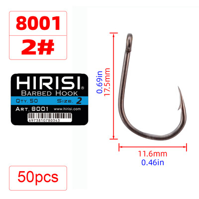 Hirisi 50gab dzeloņstieples karpu makšķerēšanas āķi ar acu dizainu Japānā, izgatavoti no augstas oglekļa tērauda 8001