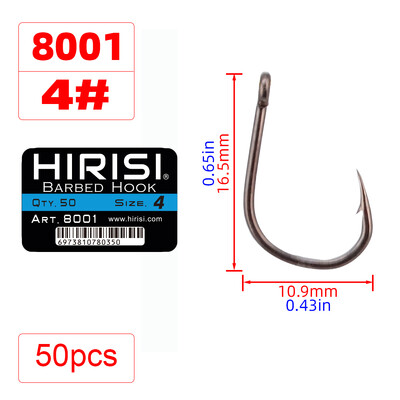 Hirisi 50gab dzeloņstieples karpu makšķerēšanas āķi ar acu dizainu Japānā, izgatavoti no augstas oglekļa tērauda 8001