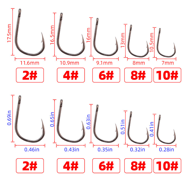 Hirisi 50gab dzeloņstieples karpu makšķerēšanas āķi ar acu dizainu Japānā, izgatavoti no augstas oglekļa tērauda 8001