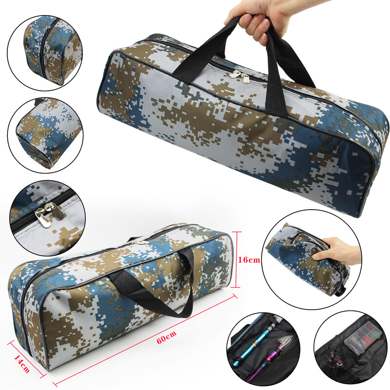 ÚJ 60 cm hosszú összecsukható vízálló horgásztáska nylon nagy kapacitású többcélú kültéri sport horgásztáska