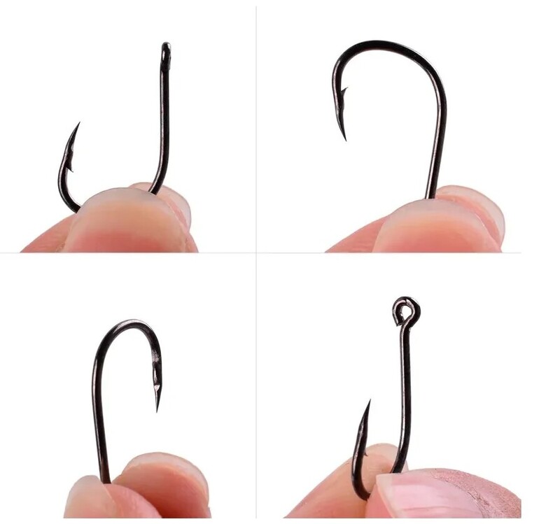 500 vnt./dėžutės komplektas, dėžutės 3#-12# 50 vnt. žūklės kabliukų rinkinys iš anglies plieno spygliuoti kabliukai, skirti žvejybai gėlame vandenyje