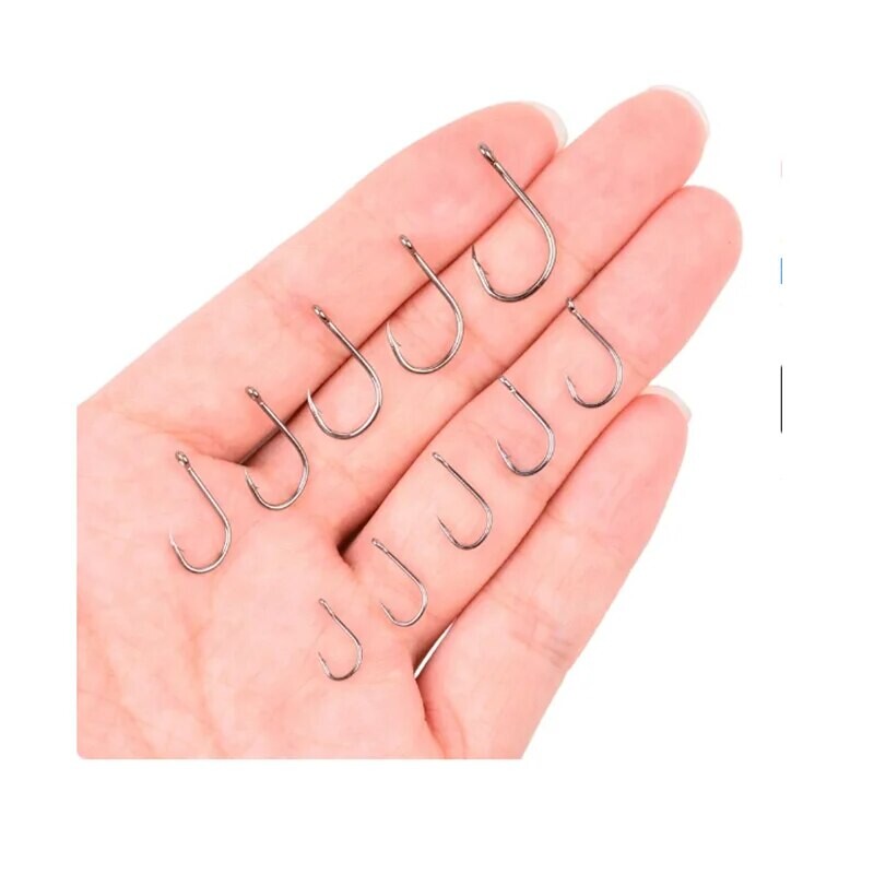 500 vnt./dėžutės komplektas, dėžutės 3#-12# 50 vnt. žūklės kabliukų rinkinys iš anglies plieno spygliuoti kabliukai, skirti žvejybai gėlame vandenyje