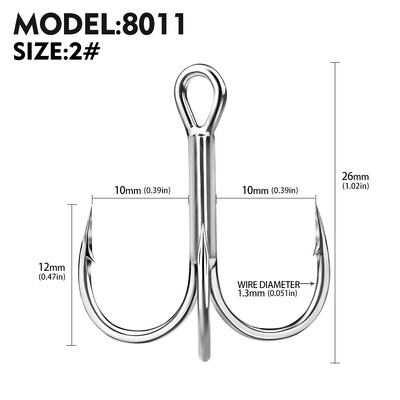 20 gab. Augstas oglekļa trīskāršu āķi — īpaši asi, ciets izmērs 1#-14# — trīskāršs tērauda makšķerēšanas āķis