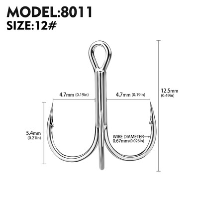 20 gab. Augstas oglekļa trīskāršu āķi — īpaši asi, ciets izmērs 1#-14# — trīskāršs tērauda makšķerēšanas āķis