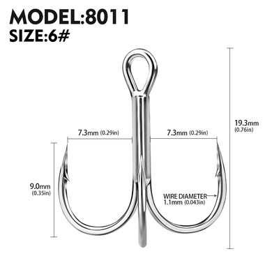 20 gab. Augstas oglekļa trīskāršu āķi — īpaši asi, ciets izmērs 1#-14# — trīskāršs tērauda makšķerēšanas āķis