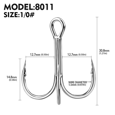 20 gab. Augstas oglekļa trīskāršu āķi — īpaši asi, ciets izmērs 1#-14# — trīskāršs tērauda makšķerēšanas āķis