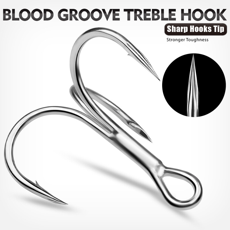 20 gab. Augstas oglekļa trīskāršu āķi — īpaši asi, ciets izmērs 1#-14# — trīskāršs tērauda makšķerēšanas āķis