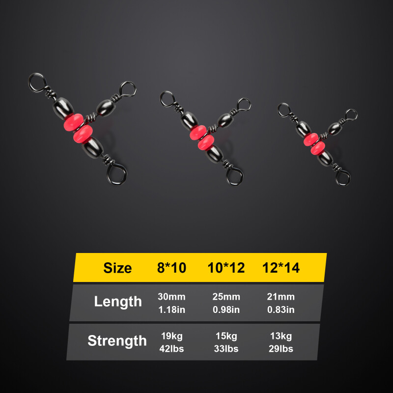 100 ks/sada rybárskych konektorov, trojcestný otočný krúžok s korálkami na rybárske háčiky, návnady na vlasec, rybárske príslušenstvo