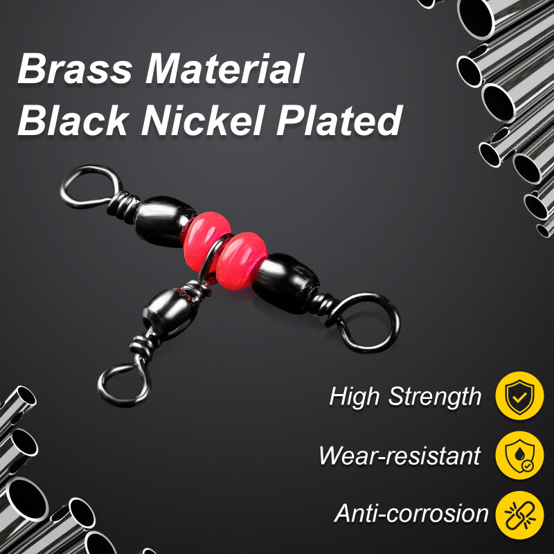 100 ks/sada rybárskych konektorov, trojcestný otočný krúžok s korálkami na rybárske háčiky, návnady na vlasec, rybárske príslušenstvo