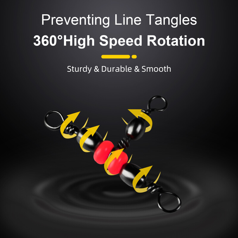 100 ks/sada rybárskych konektorov, trojcestný otočný krúžok s korálkami na rybárske háčiky, návnady na vlasec, rybárske príslušenstvo