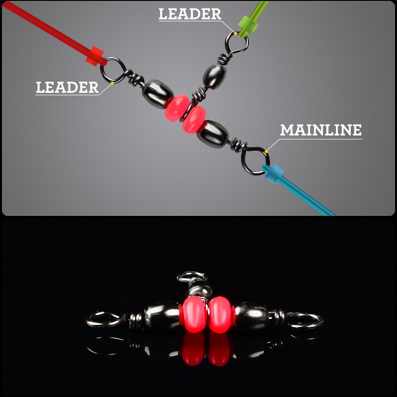 100 ks/sada rybárskych konektorov, trojcestný otočný krúžok s korálkami na rybárske háčiky, návnady na vlasec, rybárske príslušenstvo