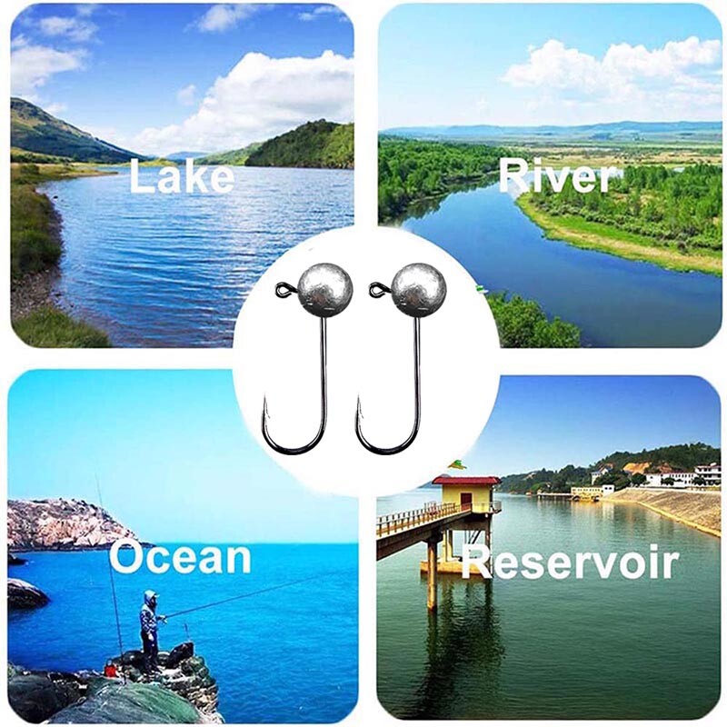 10 vnt/stal. Jig Head Fishhook 1g 2g 3.5g 5g 7g 10g Round Ball Jig Head Fishhook Minkšti sliekų žvejybos priedai
