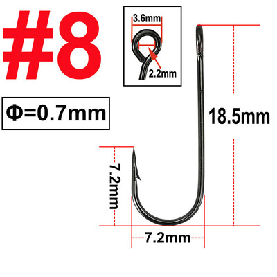 25 alebo 100 ks rybárskych háčikov s veľkým očkom na rybárske návnady s dlhou stopkou, ostnatým okrúhlym ohnutým kĺbom, jednoduchým kľukovým rybárskym háčikom.