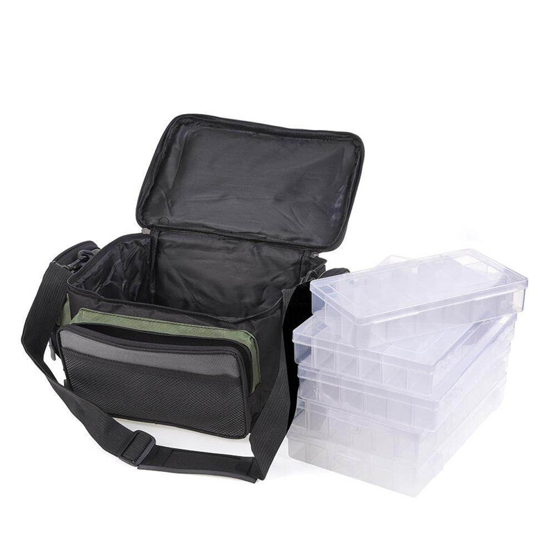 Žvejybos reikmenų krepšys su dirželiu per petį, vandeniui atsparus žvejybos reikmenų dėžutė, skirta žvejybai muselėje