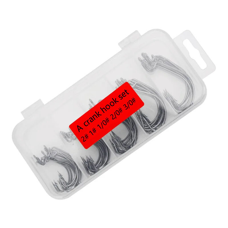 50 pc Crank Hook Small Five-box Set Black Niķeļa āķis Dezhou Fishing Group pārrobežu zvejas rīku ēsmas āķis
