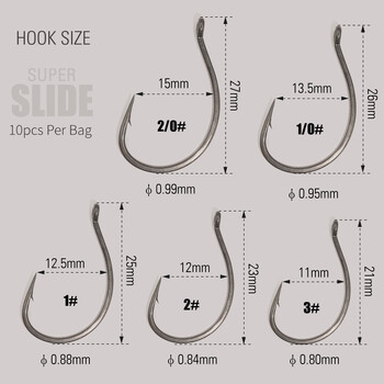 LUREHOLIC PTFE Super Slide Wacky Hook for Drop Shot Неръждаема стомана Offset Wacky Hooks Crank Worm Fishhook Риболовни аксесоари