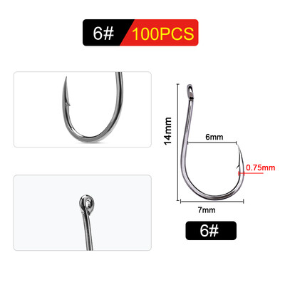 FTK CHINU Fishhook με δαχτυλίδι αγκαθωτό 1/0#-5/0#50PCS 1#-7#100PCS Rock Fishing Sea Fishing Hook μαύρο αγκίστρι από χάλυβα υψηλής περιεκτικότητας σε άνθρακα