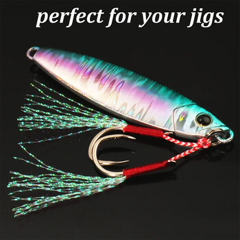 10PCS/Lot Cast Jig Assist Hook Високовъглеродна стоманена ъглова бодлива нишка Feather Lure Риболовни принадлежности Slow Jigging Sea Pesca Fishhook