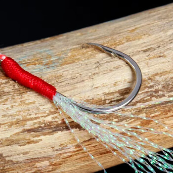 10PCS/Lot Cast Jig Assist Hook Високовъглеродна стоманена ъглова бодлива нишка Feather Lure Риболовни принадлежности Slow Jigging Sea Pesca Fishhook