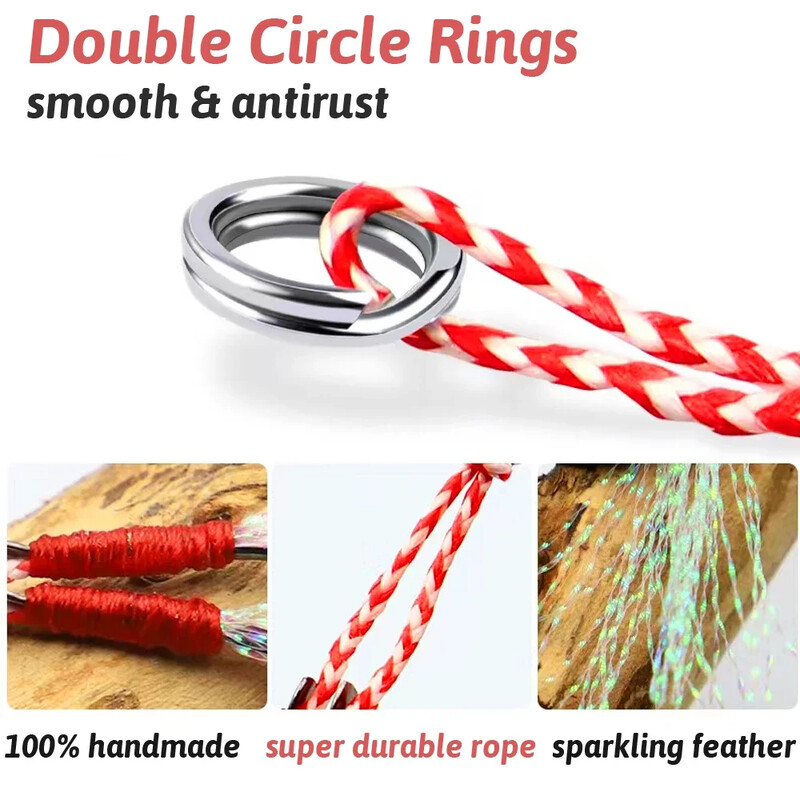 10 ks/sada Cast Jig Assist háčik z vysoko uhlíkovej ocele s uhlovým ostnatým závitom, pierkové návnady na rybárske potreby, pomalé jiggingové háčiky na morský rybolov