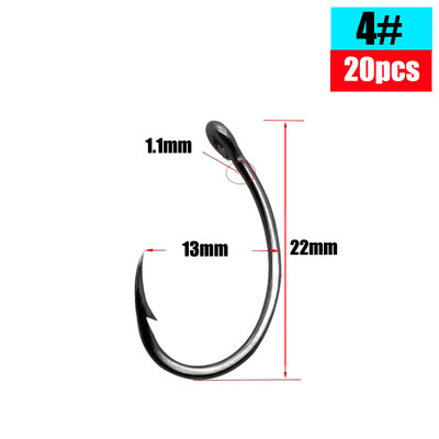 20 DB PTFE bevonatú, magas széntartalmú, rozsdamentes acél szöges horgok ponty horgász horgok ívelt széles résű mikroszögesszögű horog