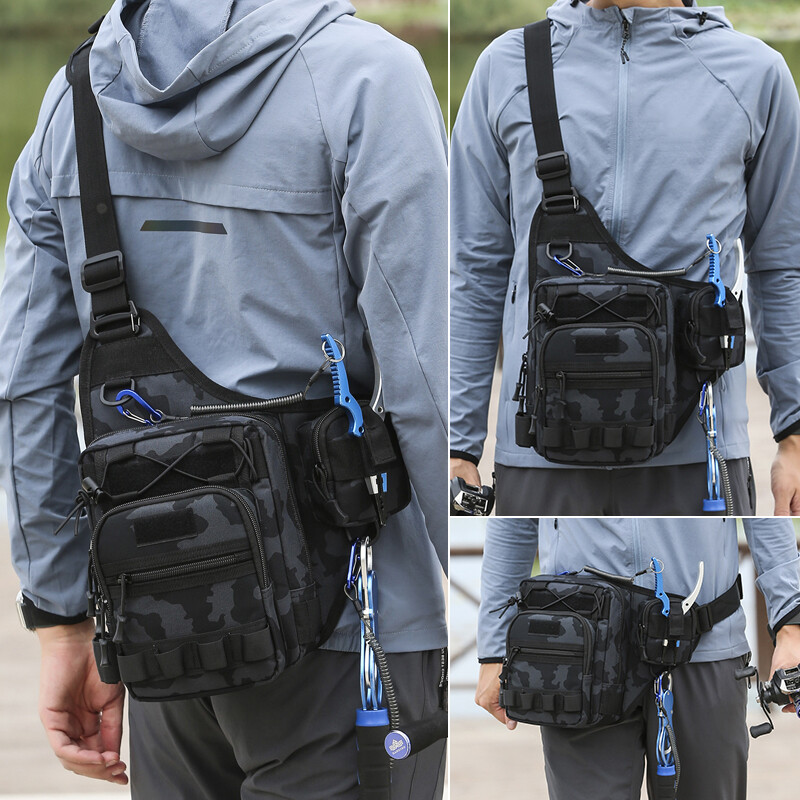 Többfunkciós horgászláb táska derékcsomag Férfi taktikai táskák Molle nylon kültéri hegymászó kemping utazó mellény hátizsák
