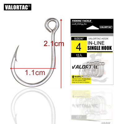 2/0 1/0 1 2 3 4 Jednoháčikové háčiky s veľkým očkom na inline rybárske návnady 12 ks/balenie na živú a tvrdú nástrahu, jednoduché rybárske háčiky