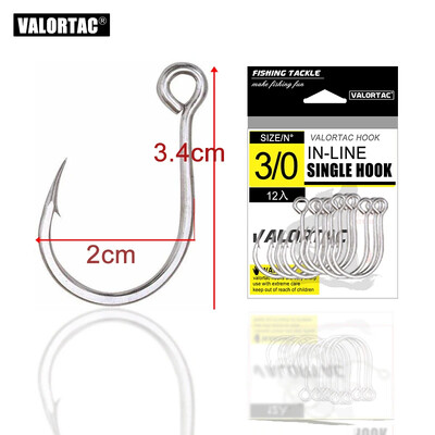 2/0 1/0 1 2 3 4 Jednoháčikové háčiky s veľkým očkom na inline rybárske návnady 12 ks/balenie na živú a tvrdú nástrahu, jednoduché rybárske háčiky