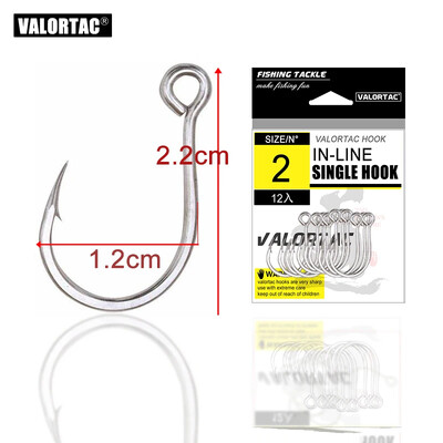 2/0 1/0 1 2 3 4 Jednoháčikové háčiky s veľkým očkom na inline rybárske návnady 12 ks/balenie na živú a tvrdú nástrahu, jednoduché rybárske háčiky
