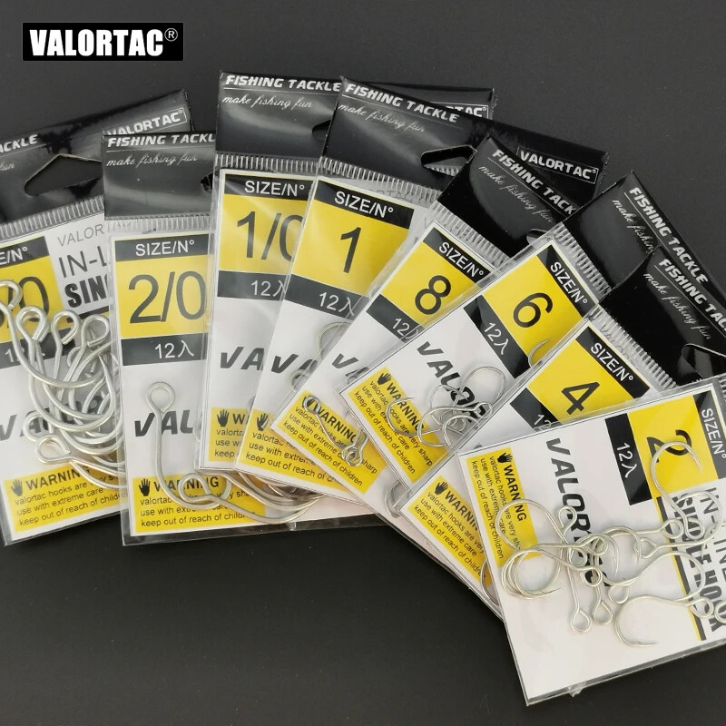2/0 1/0 1 2 3 4 Jednoháčikové háčiky s veľkým očkom na inline rybárske návnady 12 ks/balenie na živú a tvrdú nástrahu, jednoduché rybárske háčiky