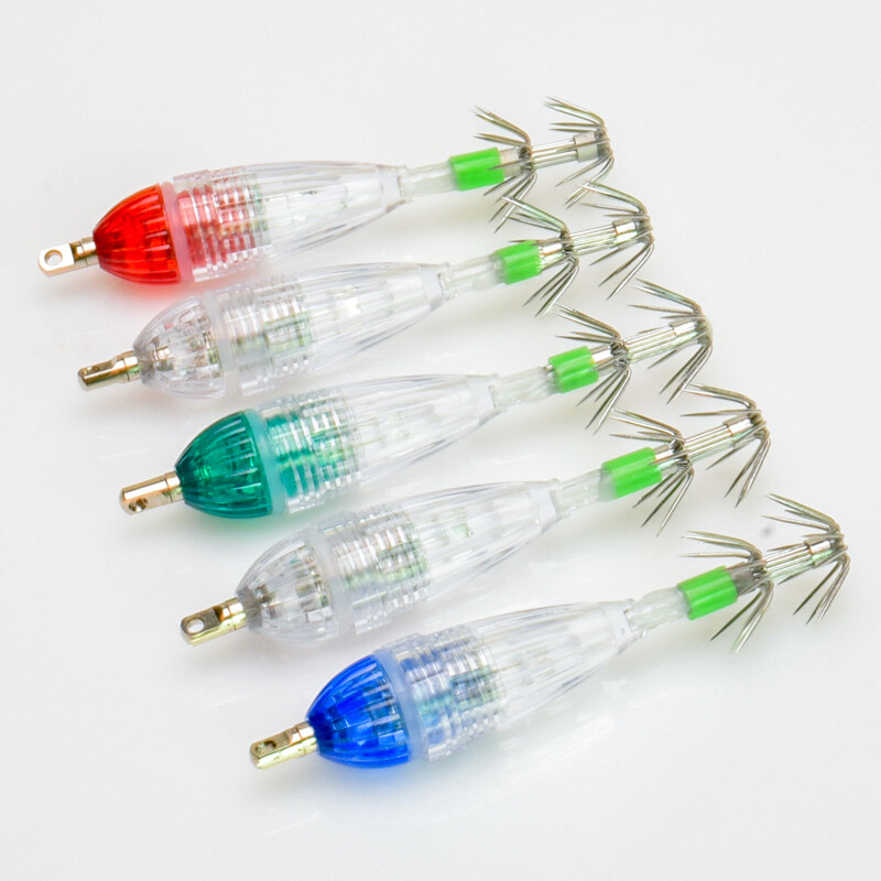 (be baterijos) 1 vnt mini kabliuko pūtimo lemputė su skėčio kabliu Povandeninės žvejybos lemputė Aštuonkojų kalmarų kabliukas