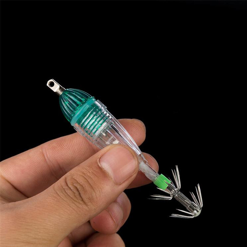 (be baterijos) 1 vnt mini kabliuko pūtimo lemputė su skėčio kabliu Povandeninės žvejybos lemputė Aštuonkojų kalmarų kabliukas