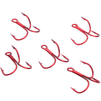 20PCS/Lot Red Anchor Hook Високовъглеродна стоманена бодлива тройка Fishing TackleFishing tool аксесоари морски риболов див риболов