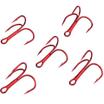 20PCS/Lot Red Anchor Hook Високовъглеродна стоманена бодлива тройка Fishing TackleFishing tool аксесоари морски риболов див риболов