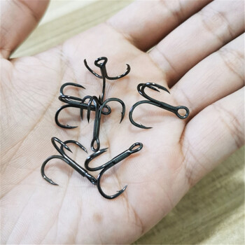 10 бр./партида Sharp Treble Fishing Hook Силна кръгла кука с широка пролука Бодливи куки от високовъглеродна стомана за примамки Размер 2#-10#