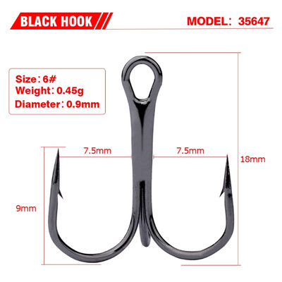 10 gab./partijā Ass trīskāršais makšķerēšanas āķis, spēcīgs apaļš līkums, plata sprauga ar augstu oglekļa tēraudu dzeloņstieņu āķi mānekļiem ēsmas izmērs 2#-10#